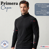 Camiseta Polera Polar Primera Capa Cuello Beatle Manga Larga Negro Hombre