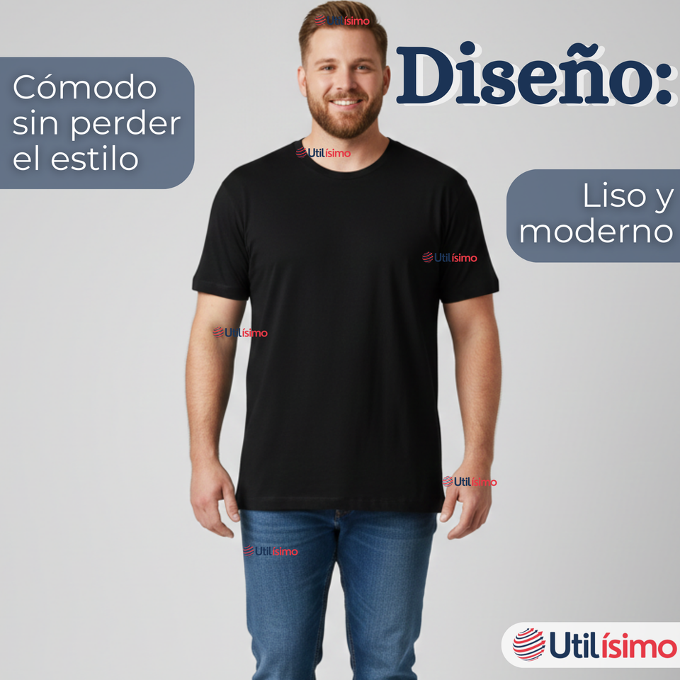 Pack 3 Camisetas Poleras 100% Algodón Básica Lisa Elástica Hombre Colores Surtidos