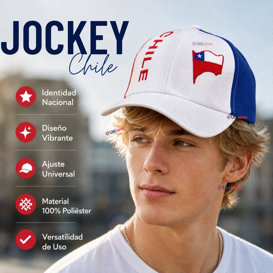 Pack 3 Jockey Gorro Hombre Bandera De Chile Bordado Tricolor