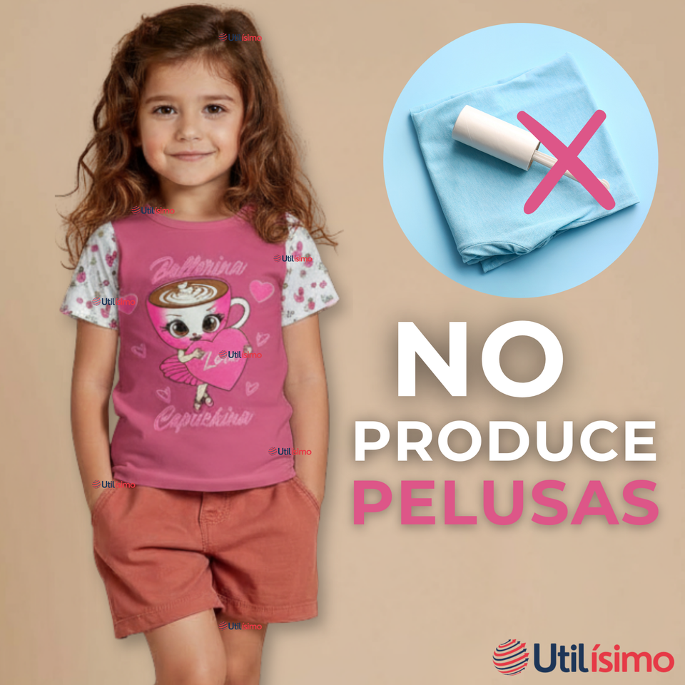 Polera Brainrots 100% Algodón Manga Corta Niña Tralalero Rosado Oscuro