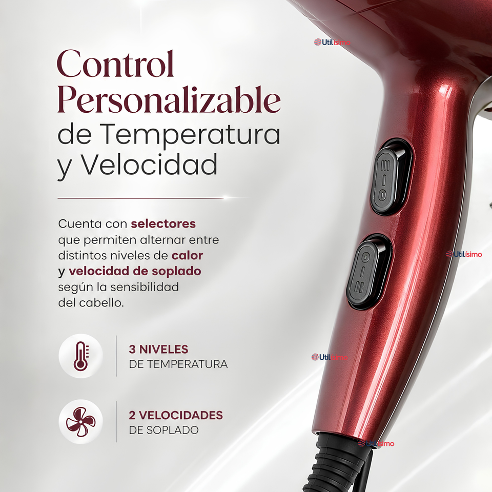 Secador De Cabello Profesional 3500W IRM Alta Potencia 2 Boquillas