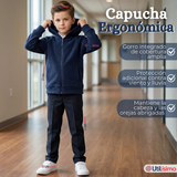 Polerón Escolar Polar Con Capucha Niño Unisex Azul 5 a 12 años