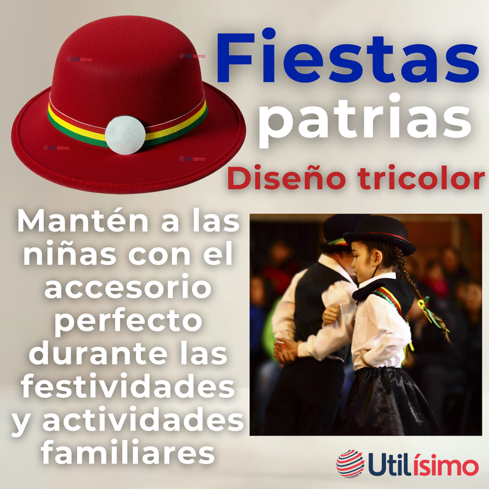 Sombrero Nortino Fiestas Patrias Gorro Niña Baile Danzas Rojo