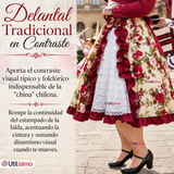 Vestido Chinita Huasa Mujer 2 Piezas Burdeo Floreado Cueca Fiestas Patrias