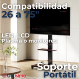 Soporte TV Premium Portátil Con Ruedas 45Kg 26 a 75 Pulgadas 26 32 40 43 50 55 60 65 70 75