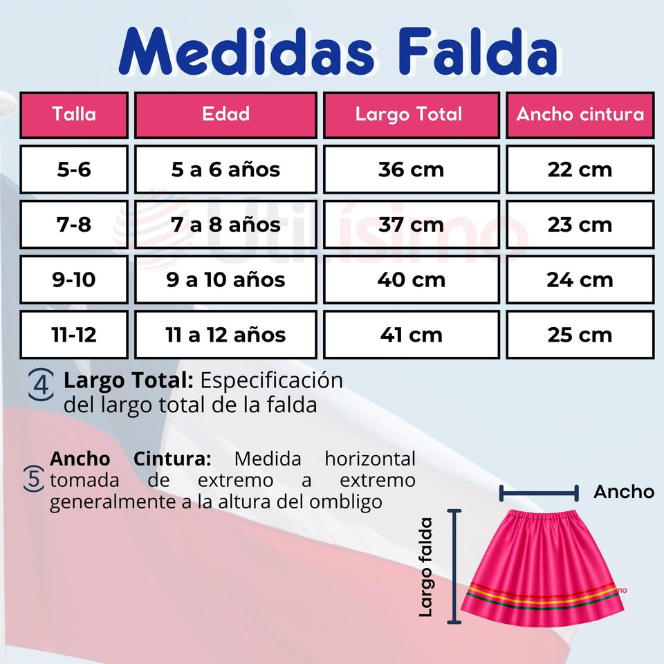 Pack 3 Trajes Nortinos Niña Fucsia 4 Piezas Con Poleras Baile Típico Fiestas Patrias