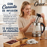 Hervidor eléctrico de vidrio Oster con Selector de temperatura e infusor de té BVSTKT8990