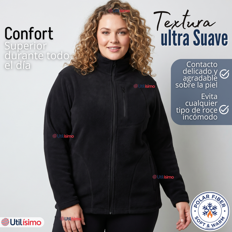Polerón Térmico Micropolar Cuello Alto Mujer Negro Invierno