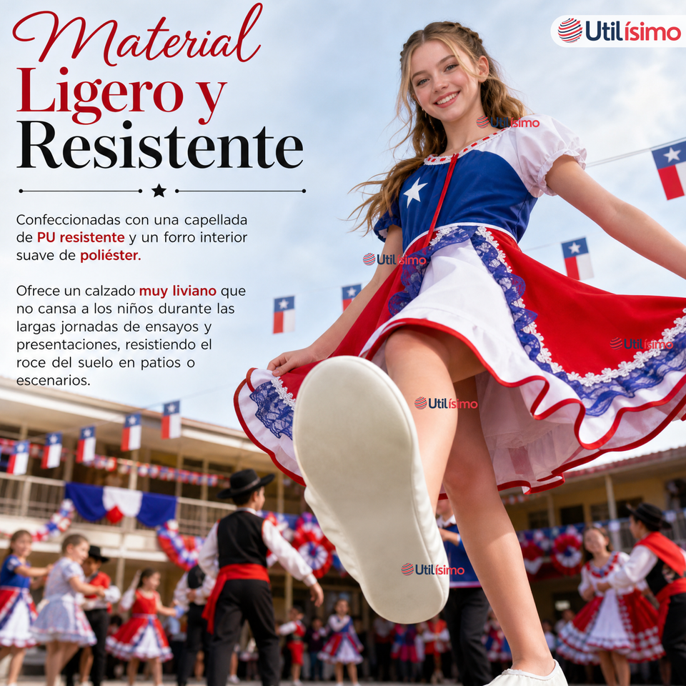 Zapatillas Chicle Blancas Juvenil Bailes Danza Fiestas Patrias Talla 36-41