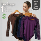 Body Cuello Redondo Manga Larga Con Encaje Bambú Mujer Colores Surtidos