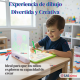 Pizarra Mágica Luz Led 3D Niño o Niña con Plantillas de Dibujos