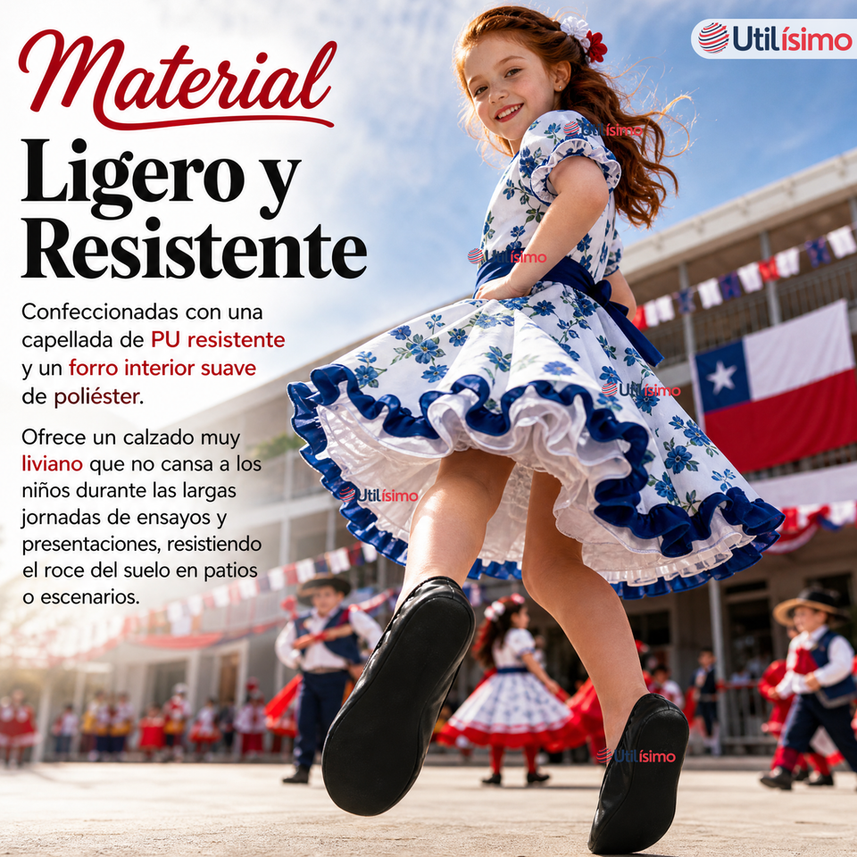 Zapatillas Chicle Negras Niña Bailes Danza Fiestas Patrias Talla 30-35