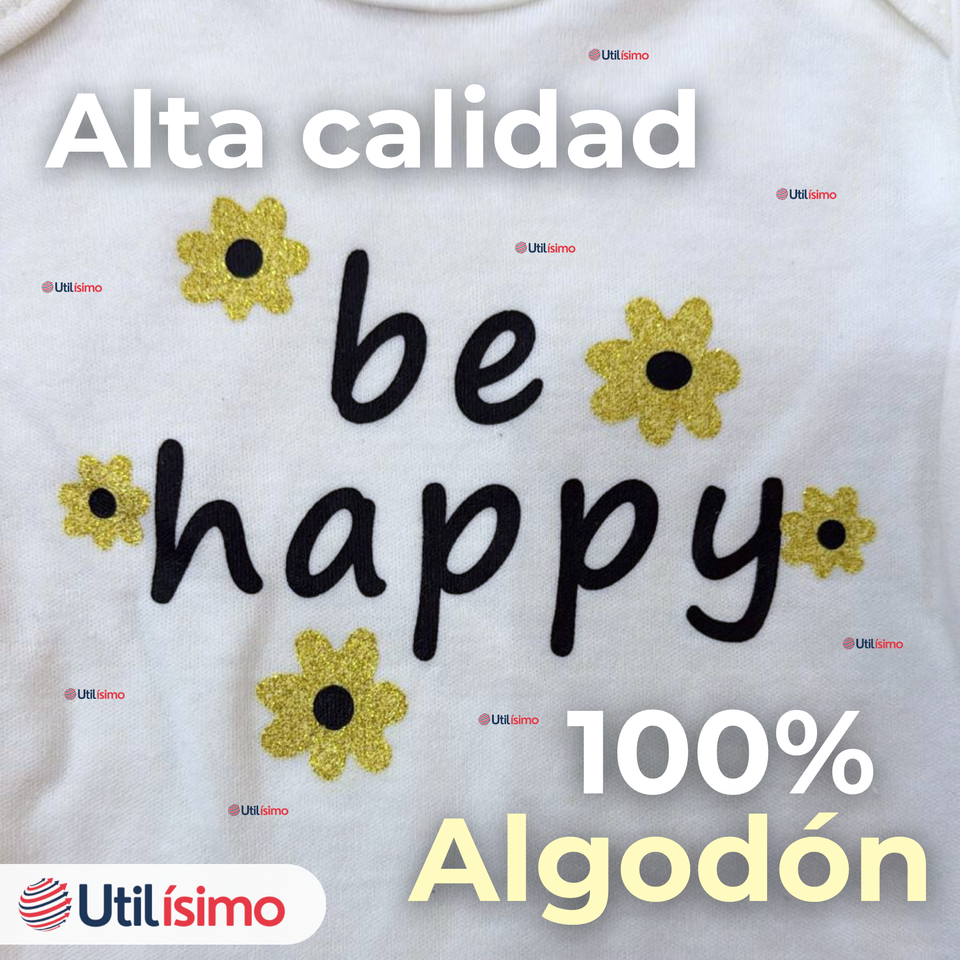 Pack 4 Bodys Niña Manga Corta Tedmimak 100% Algodón Little bee