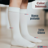 Pack 6 Calcetínes Escolares Largo Acrílico Blanco Niñas Juvenil