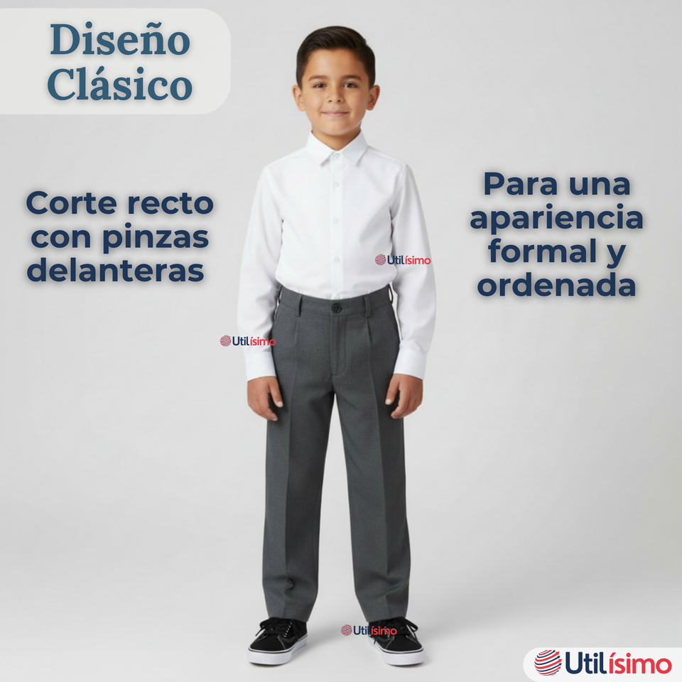 Pantalón Escolar Colegio Clásico Niño Gris
