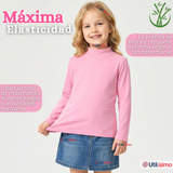 Pack 3 Poleras Camisetas Bambú Rosadas Cuello Beatle Primera Capa Manga Larga Niña