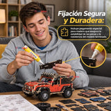 Puzzle 3D Jeep 4x4 Rojo de Madera 132 Piezas Juguete Armable