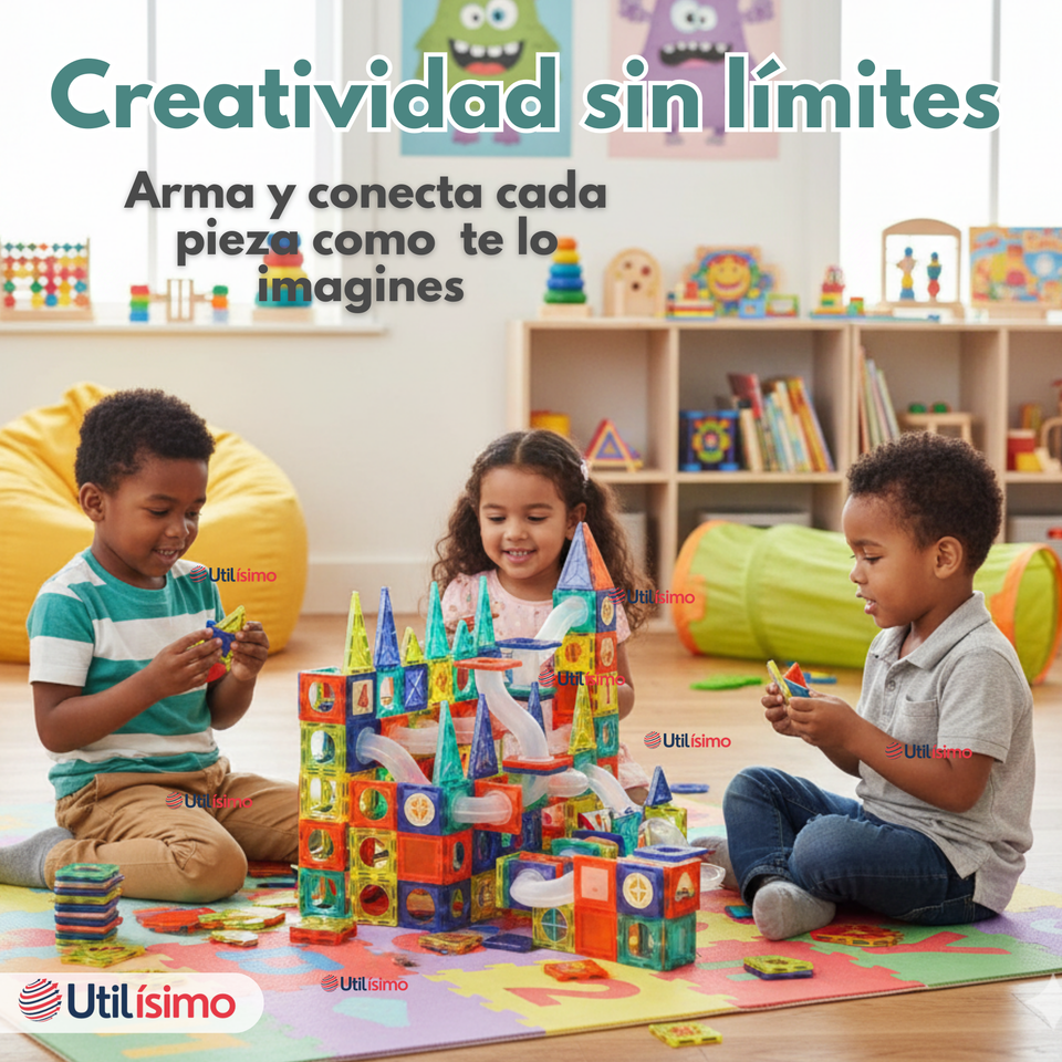 Juego Bloques De Construcción Magnéticos 3D 97 Piezas para Niño o Niña