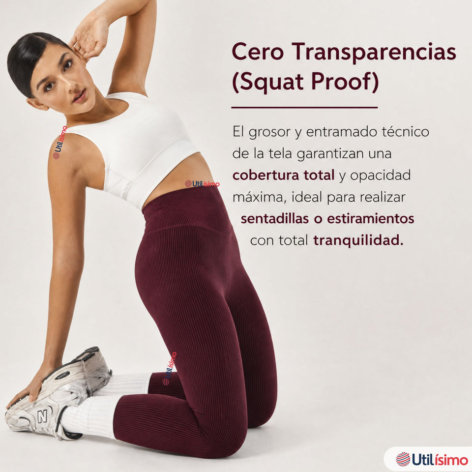 Calza Acanalada Cotelé Polar Con Chiporro Térmica Mujer Elásticada Burdeo