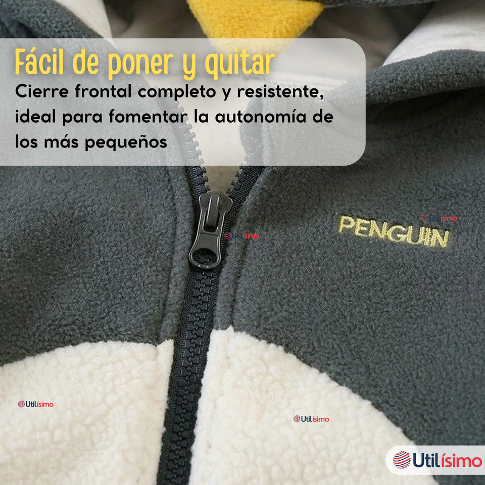 Polerón Polar Con Capucha Invierno Bebé Niño Happy Penguin