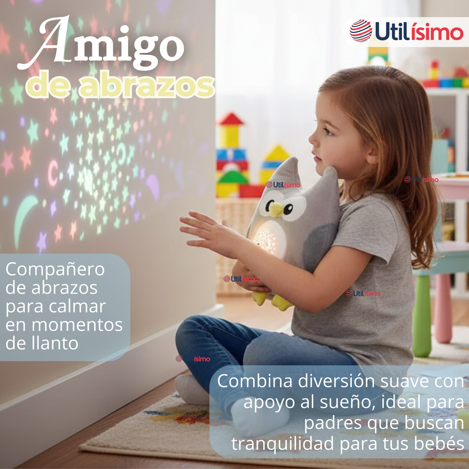 Peluche Búho Espantacuco Con Luz Y Sonido Para Bebé Niño Niña