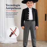 Pantalón Huaso Gris Diseño Líneas Niño Vestuario Típico Fiestas Patrias