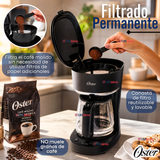 Cafetera de goteo Oster® de 12 tazas programable con filtro reutilizable Negro BVSTDCP121B