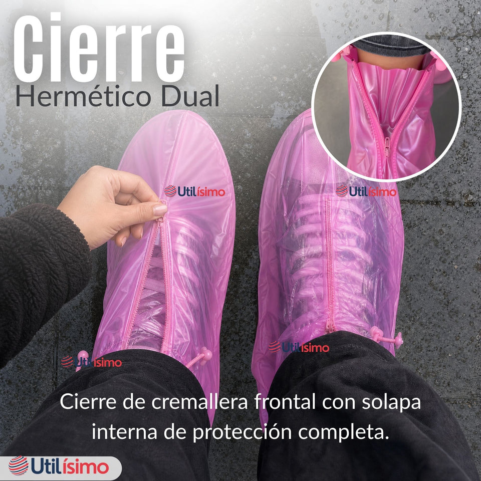Fundas Cubre Calzado Impermeables Aislante Lluvia Rosado 1 Par