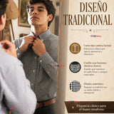 Camisa Cuadrille Huaso Hombre Blanco Azul  Regular Fit Fiestas Patrias