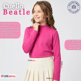 Pack 3 Poleras Camisetas Polar Fucsias Primera Capa Cuello Beatle Manga Larga Niña