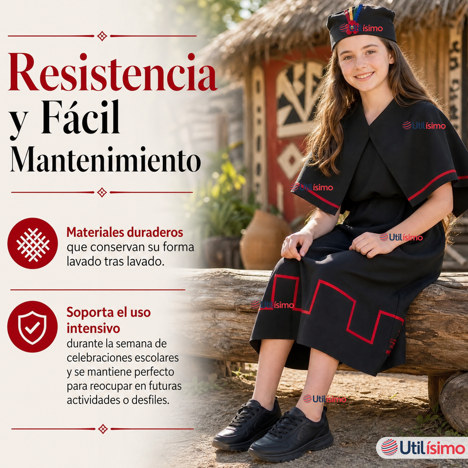 Pack 3 Trajes Típicos Vestidos Mapuche 9 Piezas Juvenil Fechas Patrias