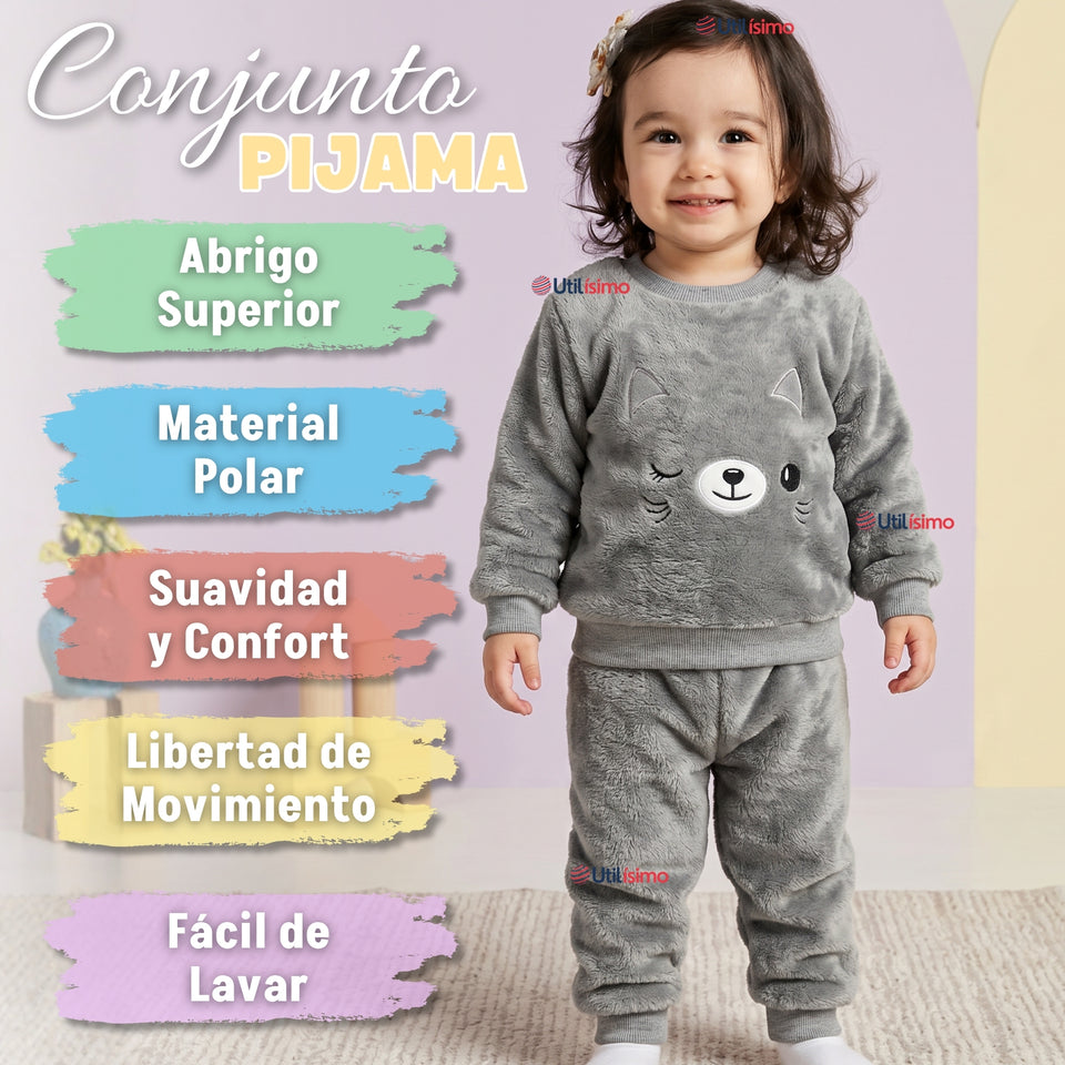 Conjunto Buzo Polerón Frizado Niños Bebes Corderito Liso 2 Piezas