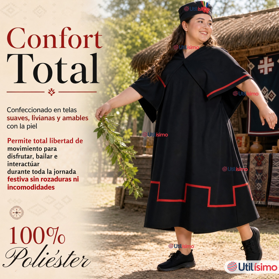 Pack 3 Trajes Típicos Vestidos Mapuche 9 Piezas Mujer Fechas Patrias