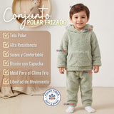 Buzo Polerón Conjunto Polar Niño Con Capucha Unicolor Verde Claro