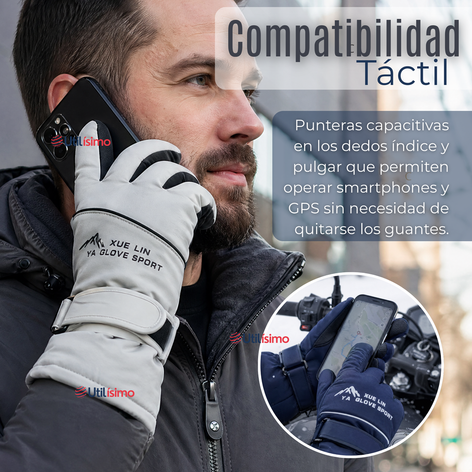 Guantes Para Moto Impermeables Gris Touchscreen Antideslizantes Térmicos