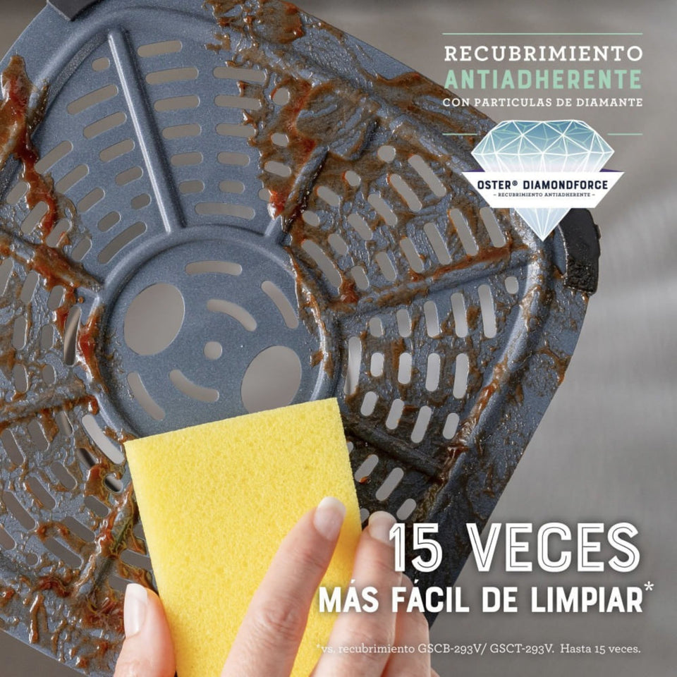 Oster® Freidora de Aire Digital, Recubrimiento Oster® DiamondForce, 6L de Capacidad, 10 Programas Automáticos, CKSTAF60WDDF + 300 Forros Desechables para Air Fryer