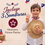 Pack 3 Sombreros Chupalla Huaso Niño Fiestas Patrias
