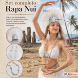 Pack 3 Set Accesorios Pascuenses 3 Piezas Collar Aretes Corona Fechas Patrias