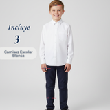 Pack 3 Camisas Colegio Escolar Manga Larga Niños y Juvenil