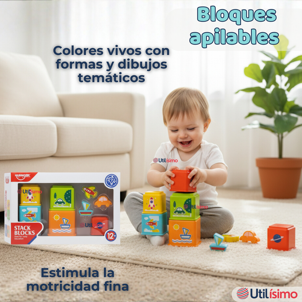 Juego Didáctico Bebé Encaje Apilable Torre Con Figuras Niña y Niño