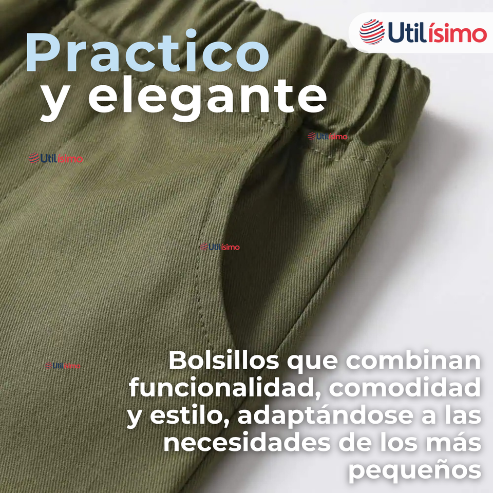 Conjunto de Vestir Camisa Con Lazo Y Pantalón Corto Algodón Niño