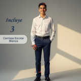 Pack 3 Camisas Colegio Escolar Manga Larga Niños y Juvenil