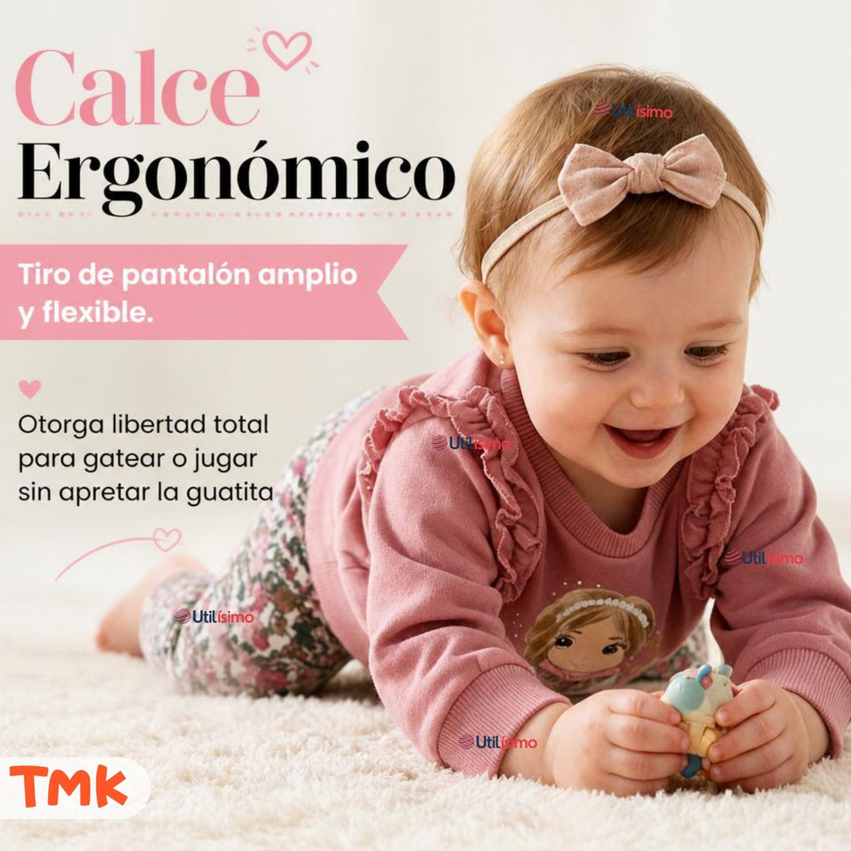 Conjunto 2 Piezas Polerón y Pantalón Buzo 100% Algodón Bebé Niña Tedmimak sweet girl