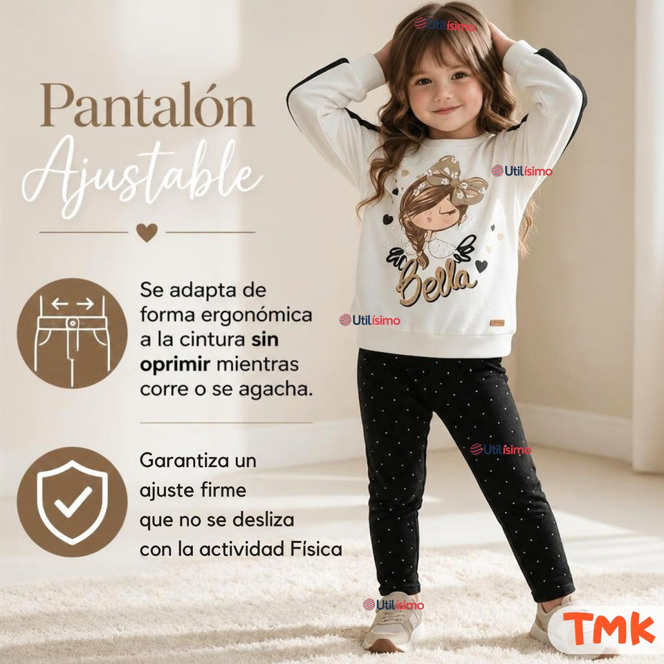 Conjunto 2 Piezas Polerón y Pantalón Buzo 100% Algodón Tedmimak Niña  beautiful charming