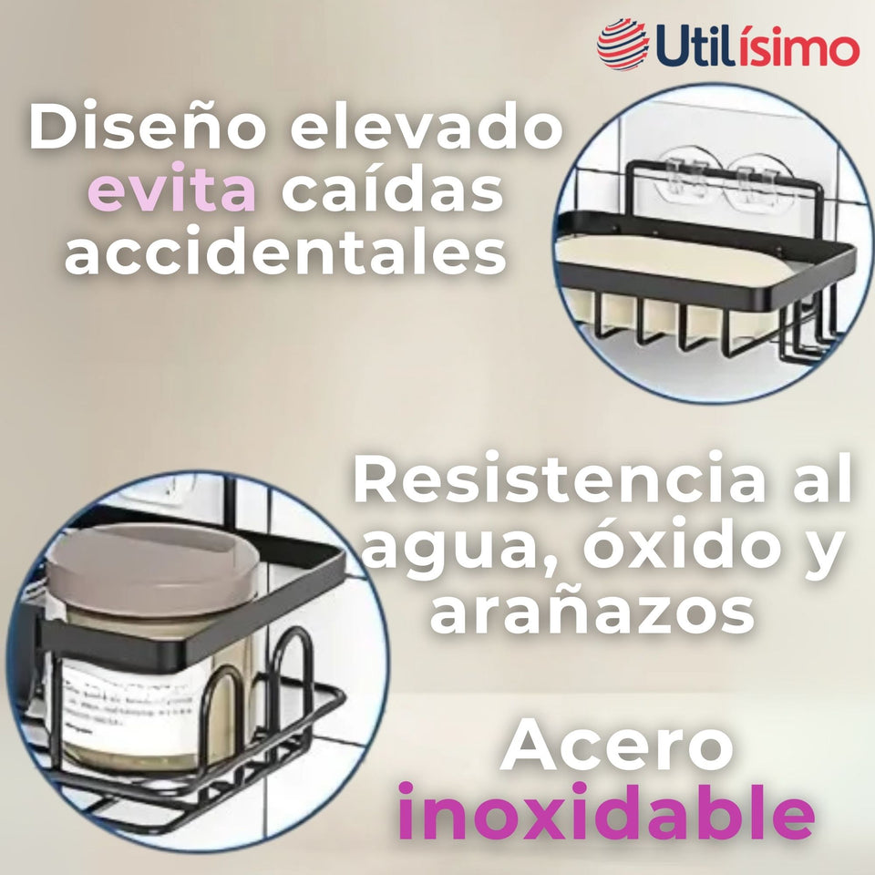 Set Organizador Esquinero Baño 5 Piezas Acero Inoxidable Instalación Adhesiva