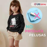 Polera Manga Larga Niña 100% Algodón Zebra Negro Camiseta