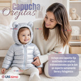 Parka Bebé Niña Gris Metálica Térmica Acolchada Con Orejitas Gray Shiny