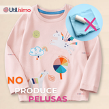 Polera Manga Larga Niña 100% Algodón Dinosauro Unicornio Rosado Camiseta