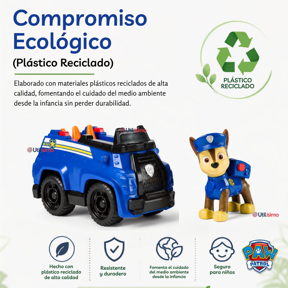 Vehículo Patrulla de Chase Paw Patrol con Figura Coche de Policía para Niños