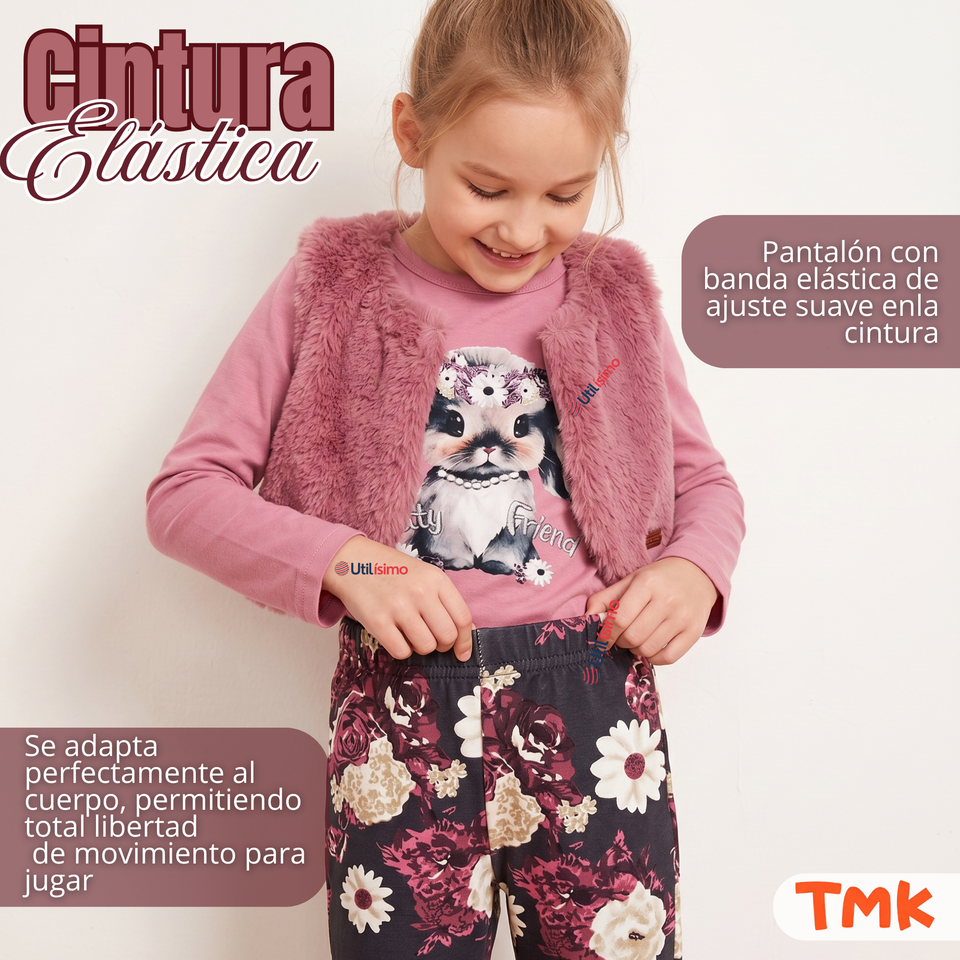 Conjunto Buzo Polera Chaleco 3 Piezas Niña Tedmimak Pretty Friend